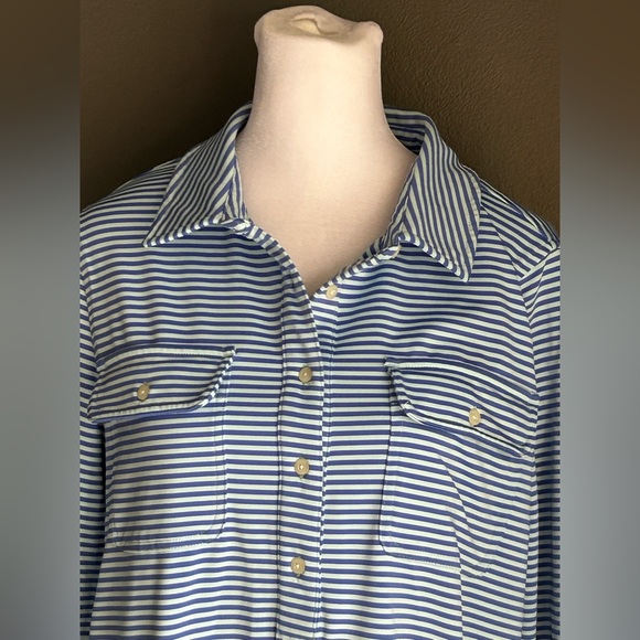 Vineyard Vines Margo Striped Shirt Dress Stretch Size Large Blue - Picture 2 of 6